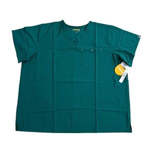 Urbane Men Performance Scrub Top Nursing Medical Green V-Neck Pockets 4XL NWT
